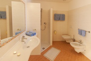 Bagno all'appartamento all'agriturismo a Castelrtotto